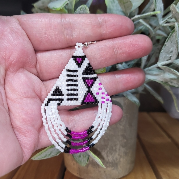 Handmade Beaded Looped Fringe Earrings - FELECITY - Picture 4 of 6